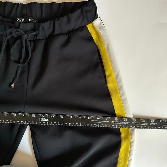 ZARA High Waisted with Side Stripe Trouser Pant Women’s size Medium black jogger - Picture 14 of 14